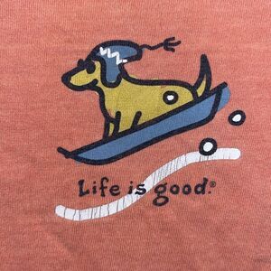 Used Life is Good women’s crusher sledding winter happy dog LS T shirt M